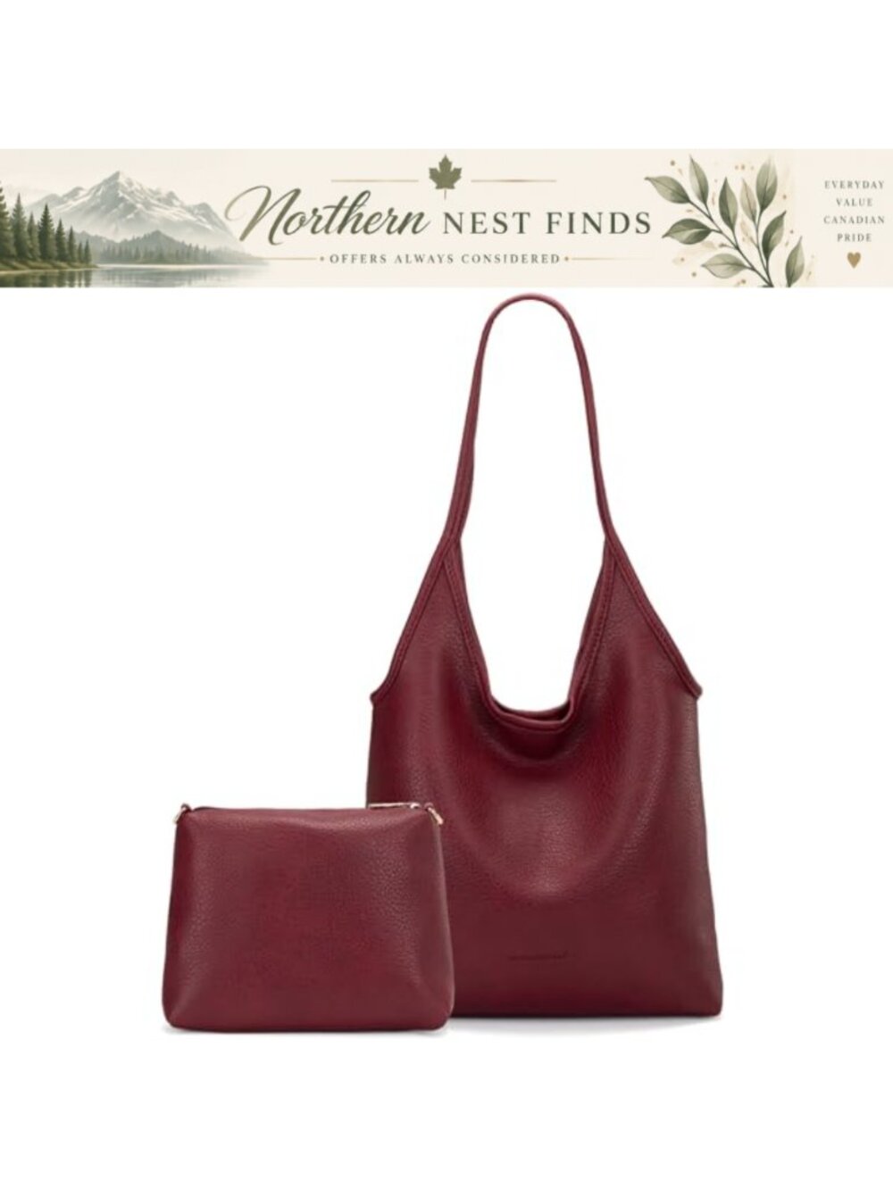 Slouchy Hobo Bag Soft Vegan Leather Shoulder Purse Top Handle Handbag